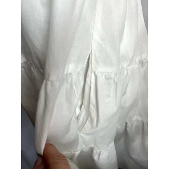Vine Tree NWT White Tiered Cottagecore Midi Dress L Prairie Twist Balloon Sleeve - Picture 8 of 12